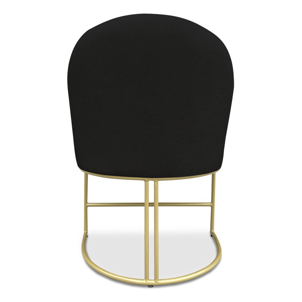 Kit 06 Cadeiras Poltrona de Jantar Bela Suede Preto Base Metálica Industrial Dourado - Pallazio - 6