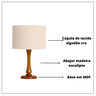 Kit 02 Abajur Quarto Madeira Imbuia Cúpula Algodão (bege) - 5