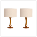 Ver imagem 1 de Kit 02 Abajur Quarto Madeira Imbuia Cúpula Algodão (bege)