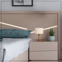 Ver imagem 3 de Kit 02 Abajur Quarto Madeira Imbuia Cúpula Algodão (bege)