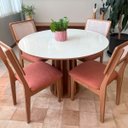 Ver imagem 1 de Conjunto Mesa de Jantar com 4 Cadeiras de Tela Freijó Off Write 100% Mdf Veronese