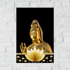 Placa Decorativa MDF Kuan Yin Tamanho 20x27cm