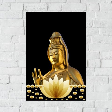 Placa Decorativa MDF Kuan Yin Tamanho 20x27cm