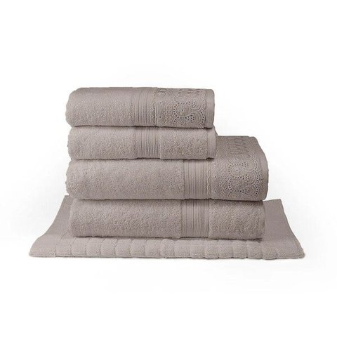 Jogo de Banho Com Renda Algodão Egípcio Buettner Renascença Bege 5 Peças