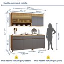 Ver imagem 4 de Cozinha Completa Modulada 4 Peças 7 Portas 3 Gavetas 100% MDF Realeza Premium Cinza/Carvalho/Titânio