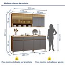 Ver imagem 3 de Cozinha Completa Modulada 4 Peças 7 Portas 3 Gavetas 100% MDF Realeza Premium Cinza/Carvalho/Titânio