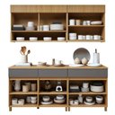 Ver imagem 5 de Cozinha Completa Modulada 4 Peças 7 Portas 3 Gavetas 100% MDF Realeza Premium Cinza/Carvalho/Titânio