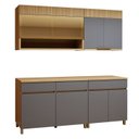Ver imagem 3 de Cozinha Completa Modulada 4 Peças 7 Portas 3 Gavetas 100% MDF Realeza Premium Cinza/Carvalho/Titânio