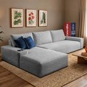 Ver imagem 1 de Sofá Evo 2,70m Molas Ensacadas com Chaise Lounge Esquerda Velourê Cinza Claro Cama Inbox