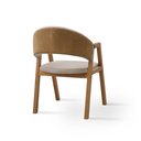 Ver mais imagens de Conjunto Mesa de Jantar 1,60m com Tampo Off-White e 4 Cadeiras em Linho Bege/Caramelo– Linha Evo