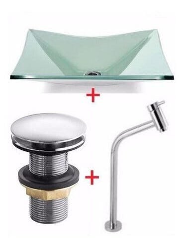 Kit Banheiro Torneira Link+ Cuba Retangular Fosca + Válvula + Sifão - Retangular - 2