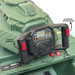 Mini Carro Elétrico Infantil Tanque Guerra 12V Munição Controle Musica Verde Brinqway Bw-279 BW-279  - 3