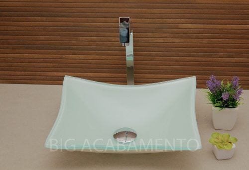 Cuba Vidro Retangular Branco + Torn Link Quadrada + Válvula - Laranja - 1