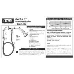 Ducha 3" Cromada com Desviador Metal 3751 Fame - 2