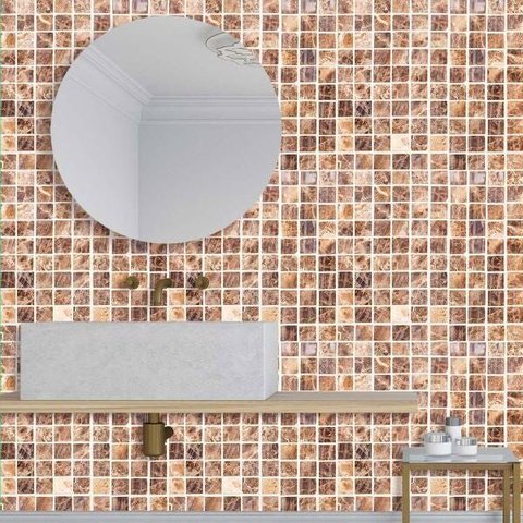 Papel de Parede Banheiro Pastilhas Lavável Adesivo 3mt