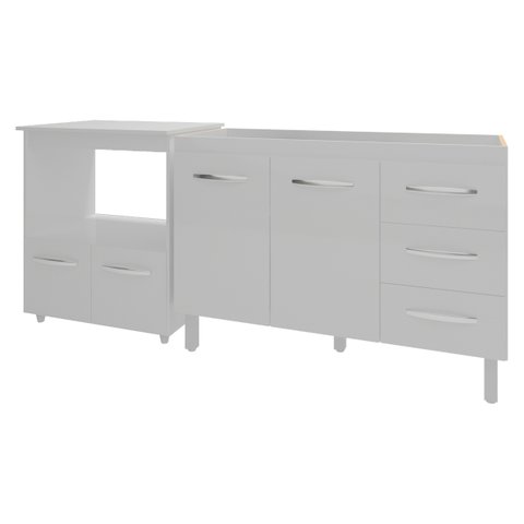 Balcão Armário Cozinha Gabinete de Pia 120 Cm Bruna e Balcão para Microondas e Forno Elétrico Amanda