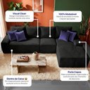 Ver imagem 4 de Sofá Evo 3,40m Molas Ensacadas com Chaise Lounge Direita Velourê Preto Cama Inbox
