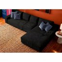 Ver imagem 1 de Sofá Evo 3,40m Molas Ensacadas com Chaise Lounge Direita Velourê Preto Cama Inbox
