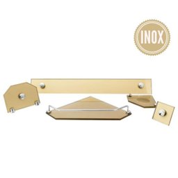 Kit Banheiro e Acessórios em Vidro 8 Mm - Dourado Canto - 1