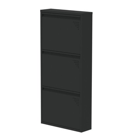 Sapateira de Aço Plus 50 Cm com 3 Portas com Abertura Simultânea na Cor Preta