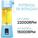 Ver imagem 3 de Mini Liquidificador Portátil Recarregável 6 Lâminas Azul
