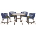 Ver imagem 1 de Mesa com 4 Cadeiras e Noronha Estofado 13 Trama Original Azul