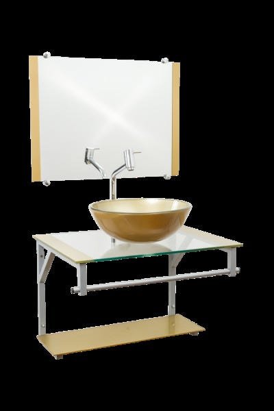 Gabinete Com Cuba Para Banheiro De Vidro 60cm - Cores - Dourado - Haiti 60x45 - 3