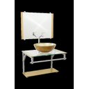 Ver imagem 3 de Gabinete Com Cuba Para Banheiro De Vidro 60cm - Cores - Dourado - Haiti 60x45
