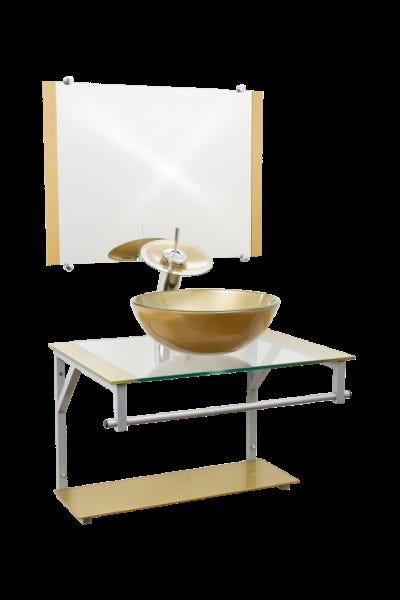 Gabinete Com Cuba Para Banheiro De Vidro 60cm - Cores - Dourado - Haiti 60x45 - 2