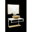 Ver imagem 2 de Gabinete Com Cuba Para Banheiro De Vidro 60cm - Cores - Dourado - Haiti 60x45