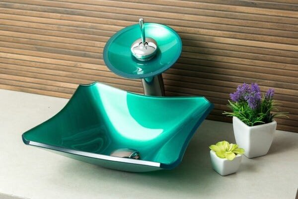 Torneira Monocomando Cascata para Banheiro Redonda Alta - Verde - 2