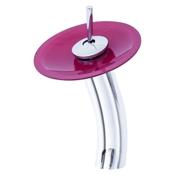 Torneira Monocomando Cascata para Banheiro Redonda Alta - Rosa - 1