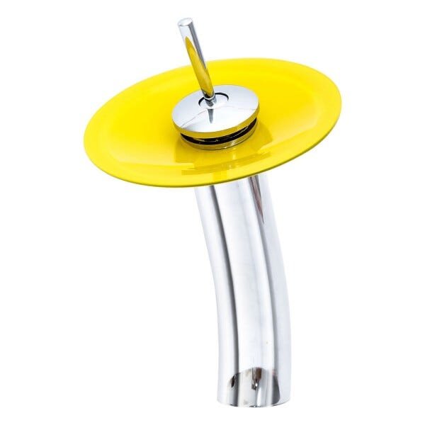 Torneira Monocomando Cascata para Banheiro Redonda Alta - Amarelo - 1