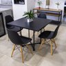 Kit 04 Cadeiras Eiffel Preto e 01 Mesa de Jantar 04 Lugares Jade 90 cm Preto Base Metálica Industria - 2