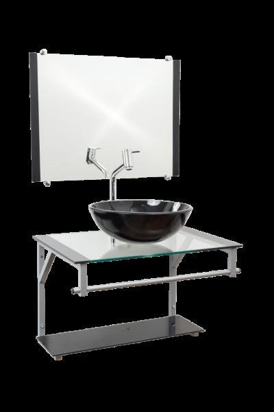 Gabinete Com Cuba Para Banheiro De Vidro 60cm - Cores - Preto - Haiti 60x45 - 3