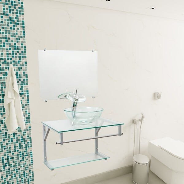Gabinete Com Cuba Para Banheiro De Vidro 60cm - Cores - Incolor - Haiti 60x45