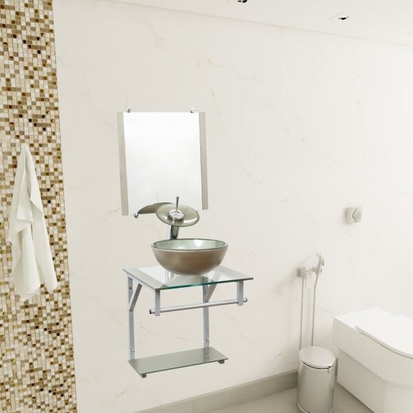 Gabinete Com Cuba Para Banheiro De Vidro 40cm - Cores - Bege - Havaí 40x40 - 3