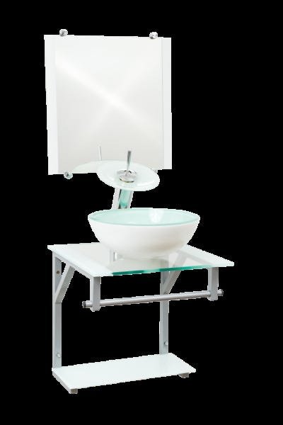 Gabinete Com Cuba Para Banheiro De Vidro 40cm - Cores - Branco - Havaí 40x40 - 1