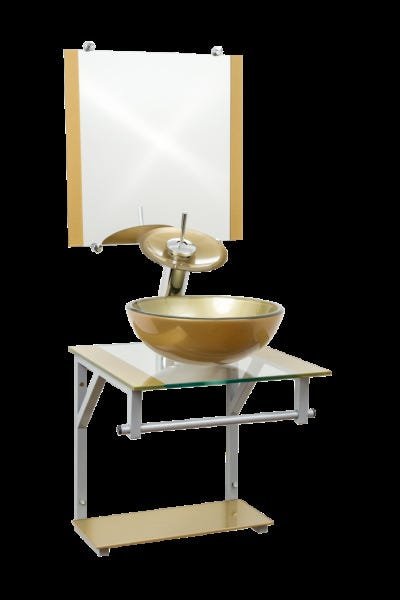 Gabinete Com Cuba Para Banheiro De Vidro 40cm - Cores - Dourado - Havaí 40x40 - 2
