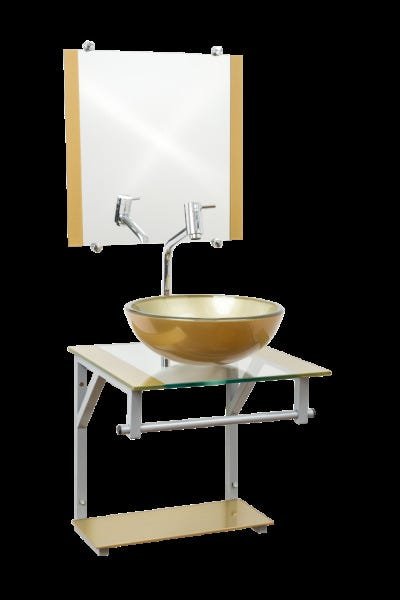 Gabinete Com Cuba Para Banheiro De Vidro 40cm - Cores - Dourado - Havaí 40x40 - 1