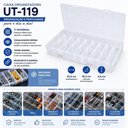 Ver imagem 7 de Kit 4 Caixa Organizadora 17 Divisorias Estojo Multiuso Porta Joias Transparente Maleta Pesca Pecas P
