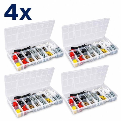 Kit 4 Caixa Organizadora 17 Divisorias Estojo Multiuso Porta Joias Transparente Maleta Pesca Pecas P