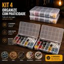 Ver imagem 2 de Kit 4 Caixa Organizadora 17 Divisorias Estojo Multiuso Porta Joias Transparente Maleta Pesca Pecas P