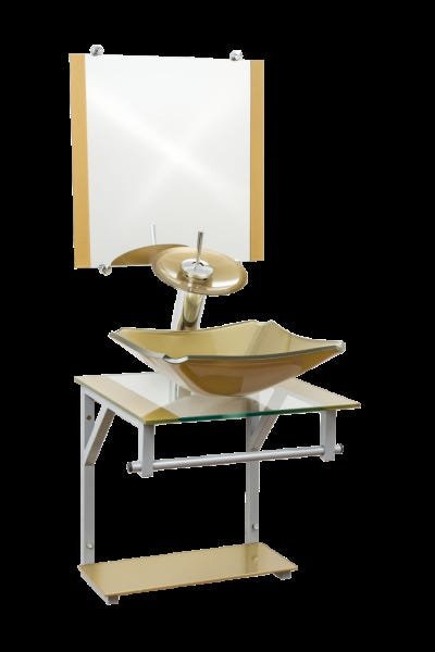 Gabinete com Cuba para Banheiro de Vidro 40cm - Cores - Dourado - Madri 40x40 - 3