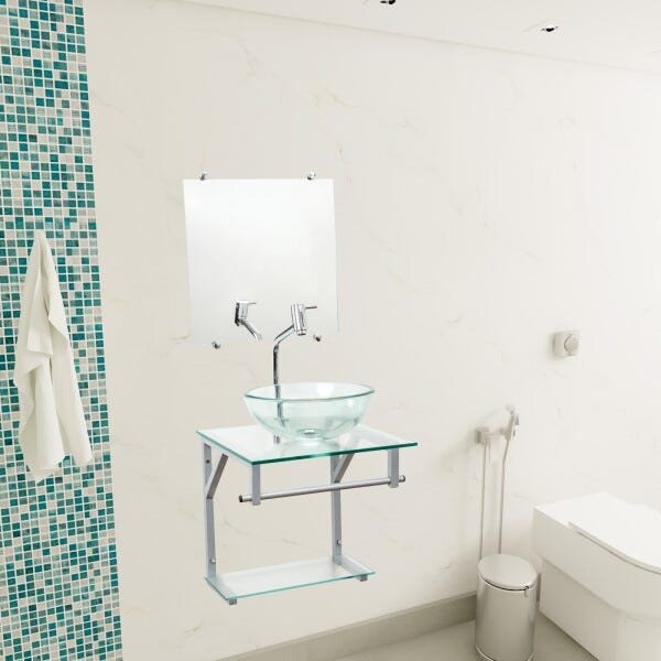 Gabinete Com Cuba Para Banheiro De Vidro 40cm - Cores - Incolor - Havaí 40x40 - 4