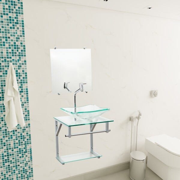 Gabinete Com Cuba Para Banheiro De Vidro 40cm - Cores - Incolor - Madri 40x40 - 4