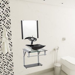 Gabinete Com Cuba Para Banheiro De Vidro 40cm - Cores - Preto - Madri 40x40 - 3 Gabinete Com Cuba Para Banheiro De Vidro 40cm - Cores - Preto - Madri 40x40 - 3