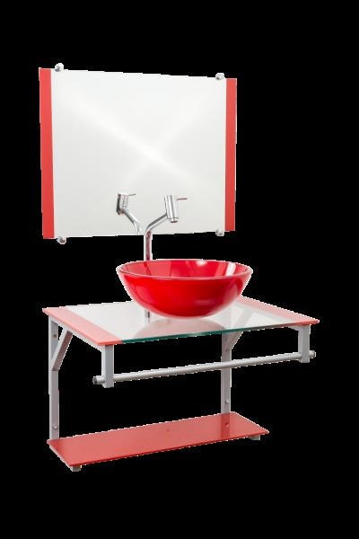 Gabinete Com Cuba Para Banheiro De Vidro 60cm - Cores - Vermelho - Haiti 60x45 - 1