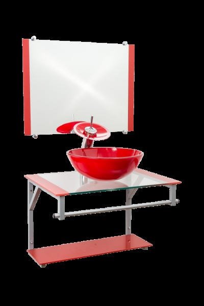 Gabinete Com Cuba Para Banheiro De Vidro 60cm - Cores - Vermelho - Haiti 60x45 - 2