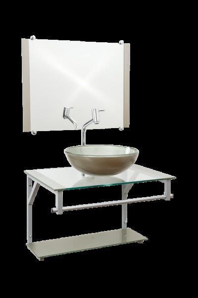 Gabinete Com Cuba Para Banheiro De Vidro 60cm - Cores - Bege - Haiti 60x45